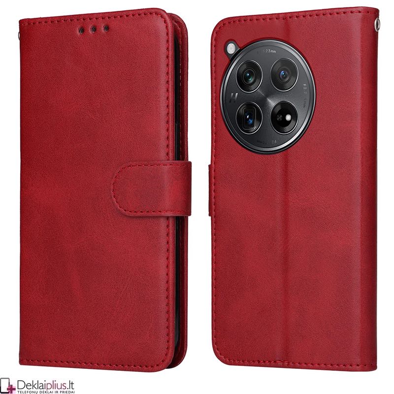Dirbtinos odos dėklas su 4 skyreliais - raudonas (Oneplus 12 5G) Dirbtinos odos dėklas su 4 skyreliais - raudonas (Oneplus 12 5G)